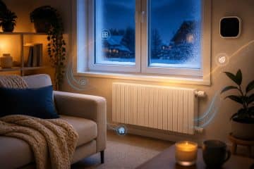 Un salon chauffé efficacement avec radiateur et thermostat